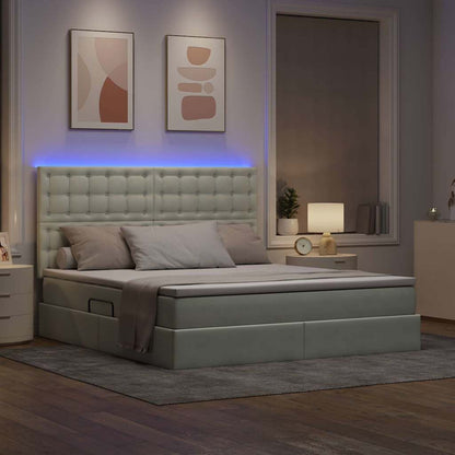 Bed met LED -striplichten Lichtgrijs 160 x 200 cm Fluweel