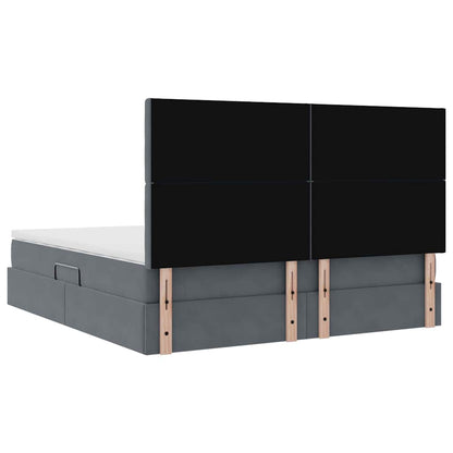 Bed met LED -striplichten Donkergrijs 160 x 200 cm Fluweel