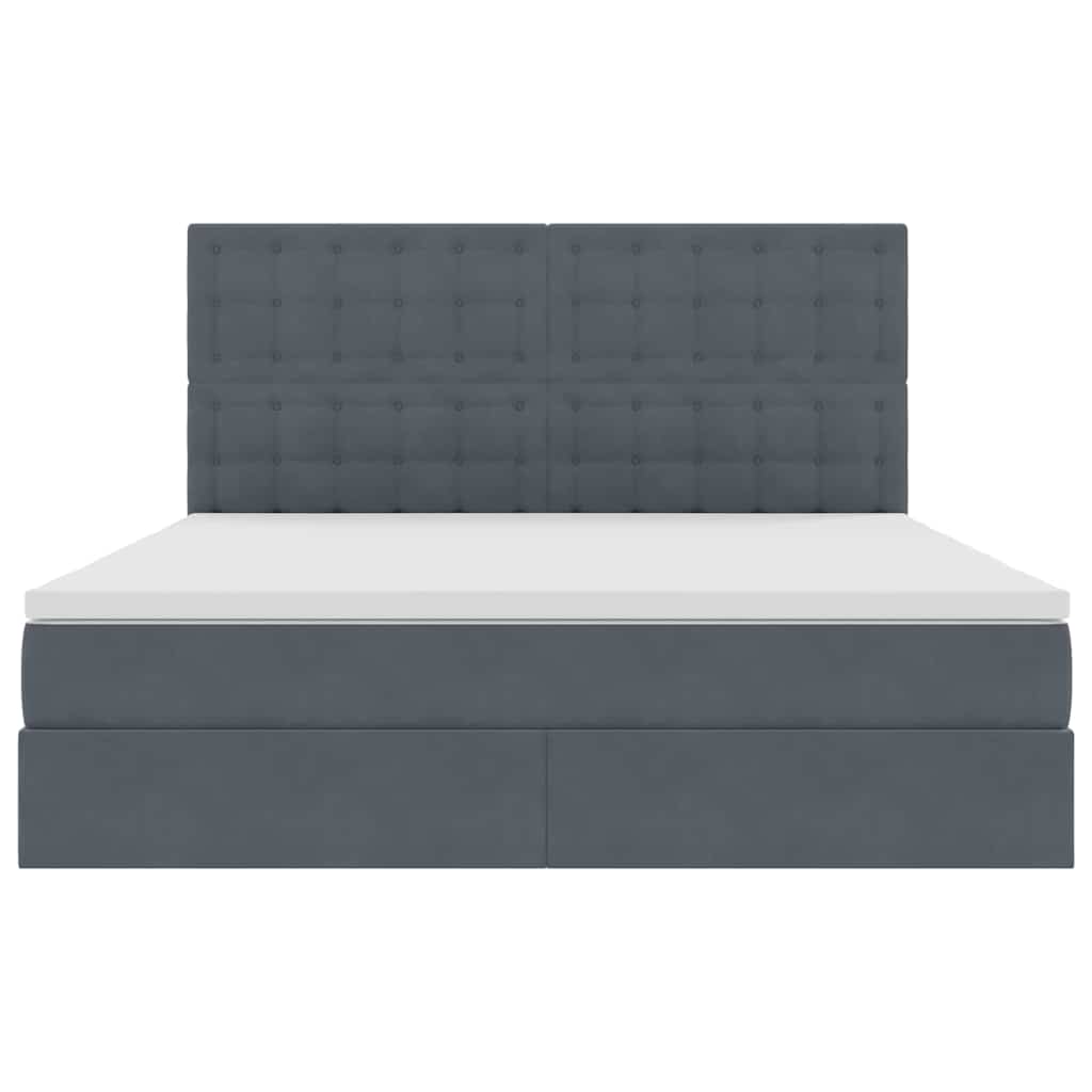Bed met LED -striplichten Donkergrijs 160 x 200 cm Fluweel