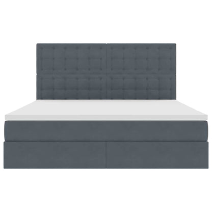 Bed met LED -striplichten Donkergrijs 160 x 200 cm Fluweel