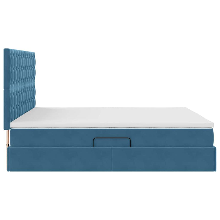 Bed met LED -striplichten Donkerblauw 160 x 200 cm Fluweel