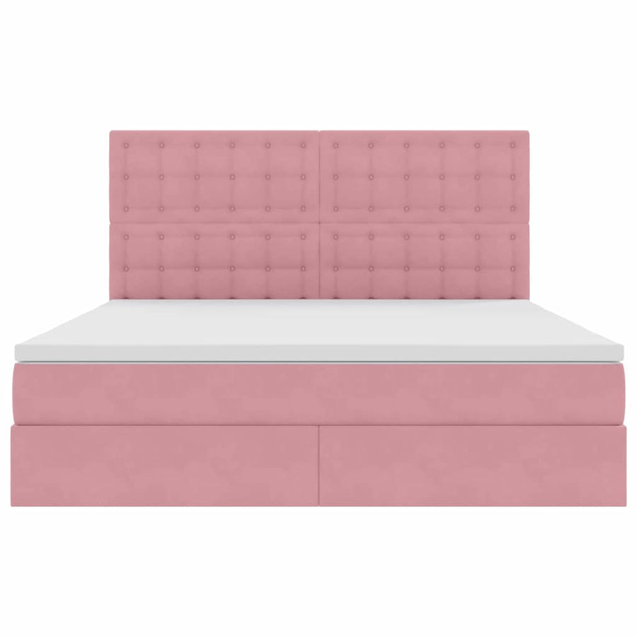 Bed met LED -striplichten met opslag Roze 160 x 200 cm Fluweel