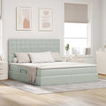 Opbergbed 180x200 cm lichtgrijs fluweel met LED