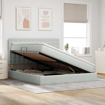 Bed met LED -striplichten Lichtgrijs 180 x 200 cm Fluweel