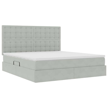 Bed met LED -striplichten Lichtgrijs 180 x 200 cm Fluweel