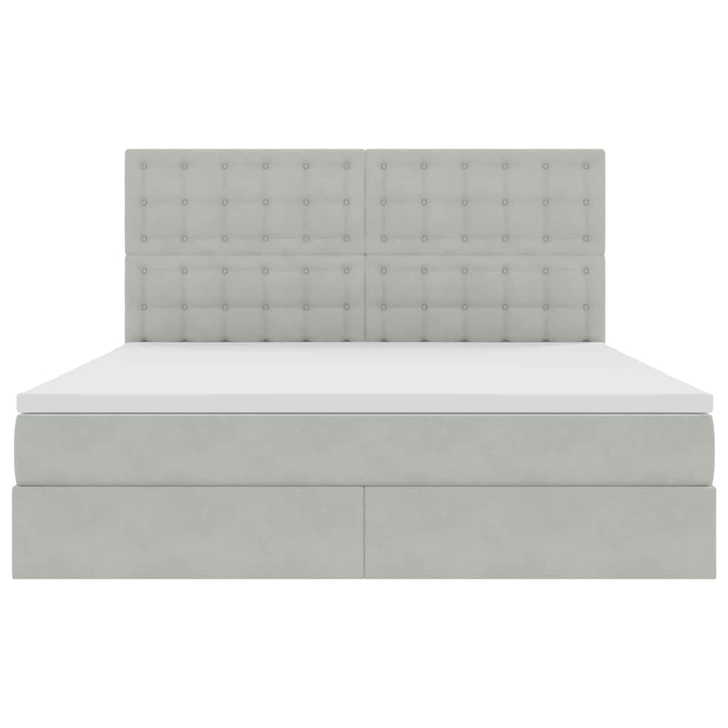 Bed met LED -striplichten Lichtgrijs 180 x 200 cm Fluweel