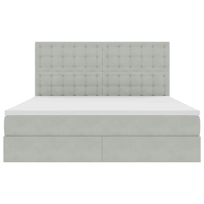 Bed met LED -striplichten Lichtgrijs 180 x 200 cm Fluweel