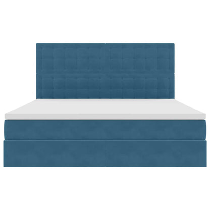 Bed met LED -striplichten Donkerblauw 180 x 200 cm Fluweel