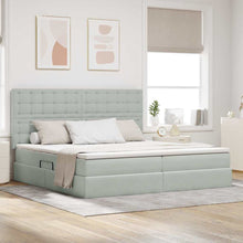 Bed met LED -striplichten Lichtgrijs 200 x 200 cm Fluweel