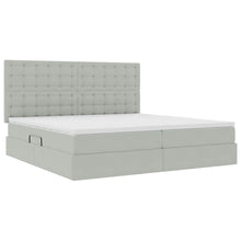 Bed met LED -striplichten Lichtgrijs 200 x 200 cm Fluweel