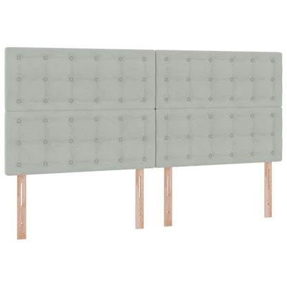 Bed met LED -striplichten Lichtgrijs 200 x 200 cm Fluweel