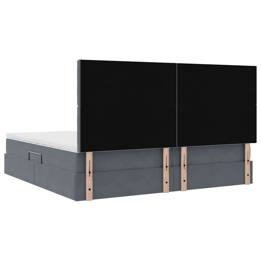 Bed met LED -striplichten Donkergrijs 200 x 200 cm Fluweel