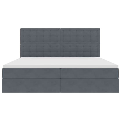 Bed met LED -striplichten Donkergrijs 200 x 200 cm Fluweel