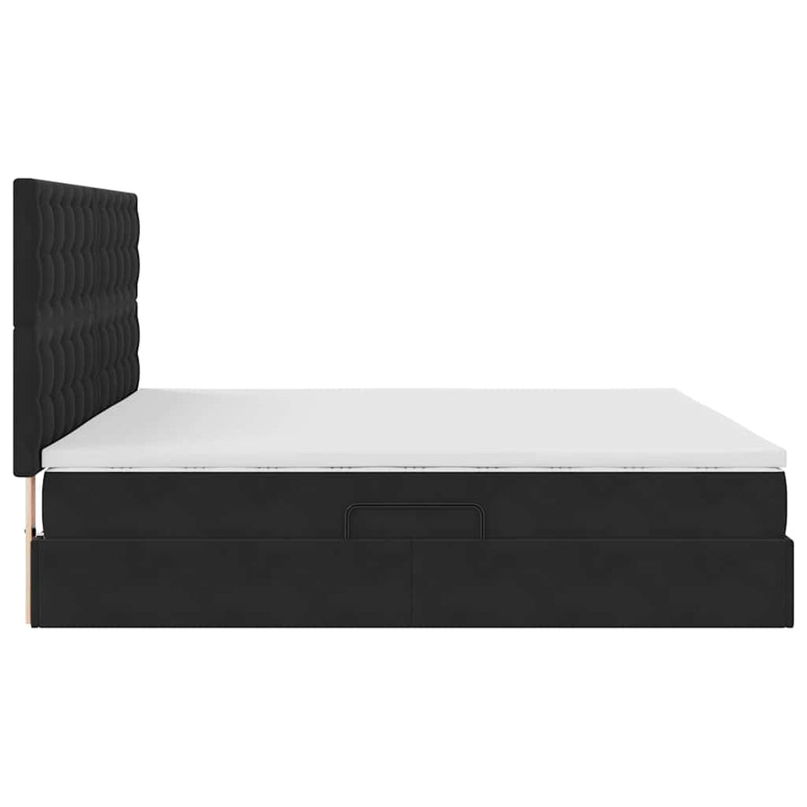 Bed met LED -striplichten met opslag Zwart 200 x 200 cm Fluweel