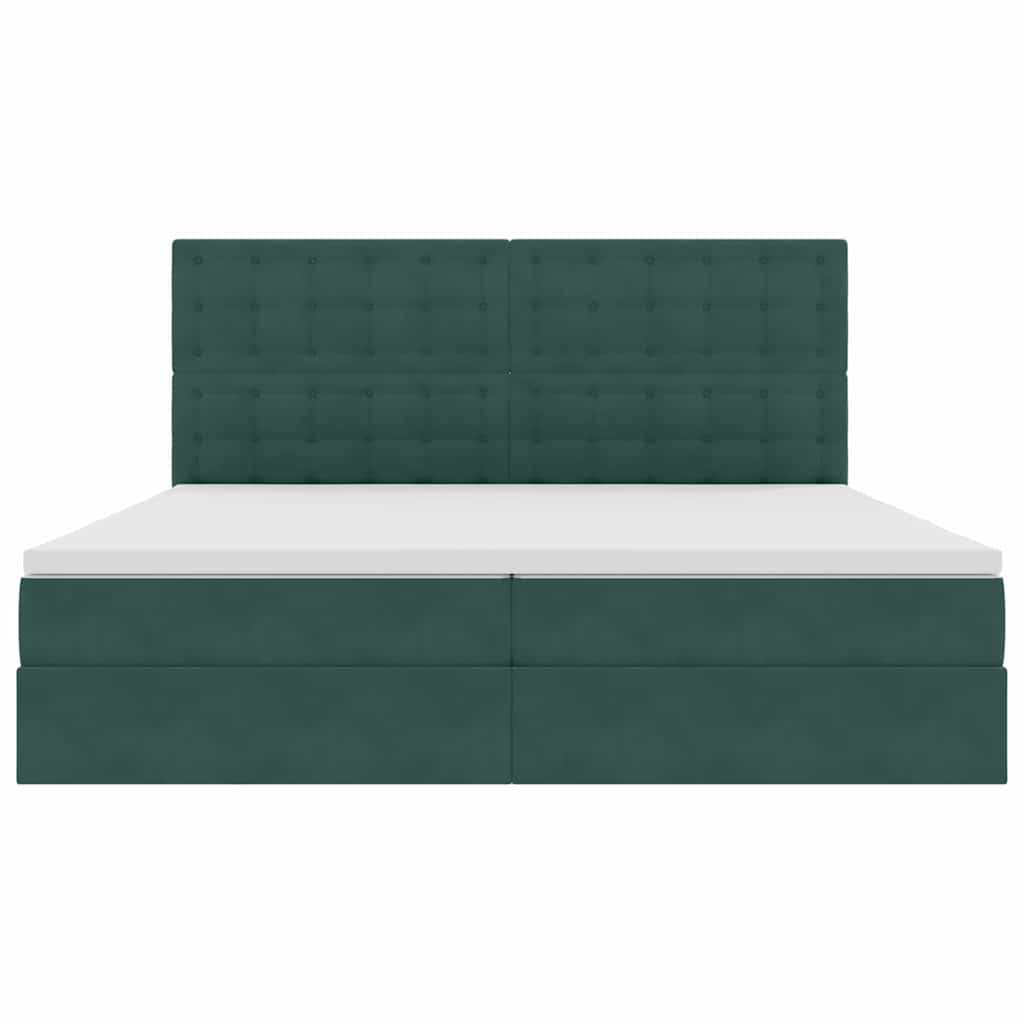 Opbergbed met LED met matras Donkergroen 200 x 200 cm Fluweel