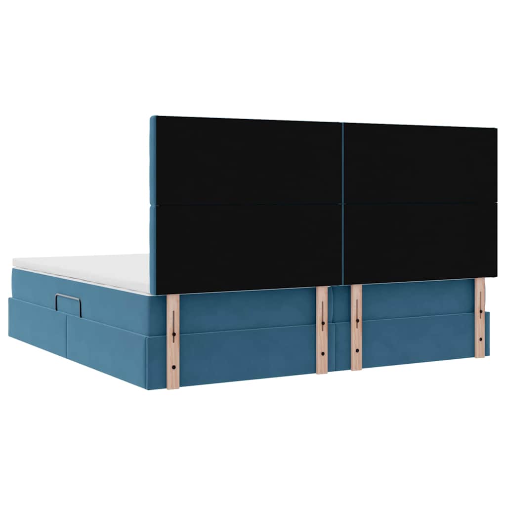 Bed met LED -striplichten Donkerblauw 200 x 200 cm Fluweel