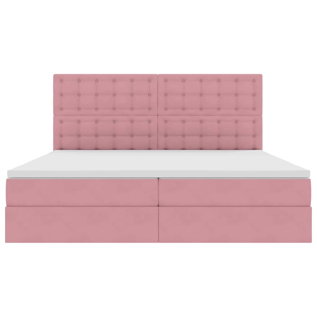 Bed met LED -striplichten met opslag Roze 200 x 200 cm Fluweel