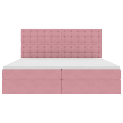 Bed met LED -striplichten met opslag Roze 200 x 200 cm Fluweel