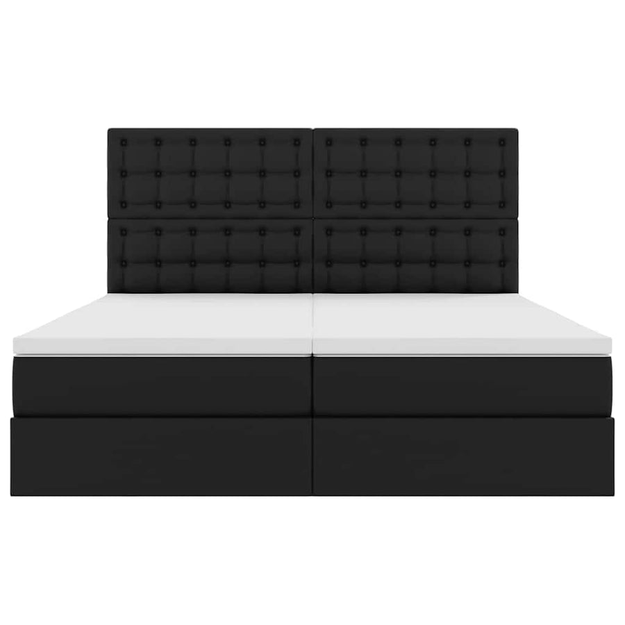Opbergbed met LED met hoofdeinde Zwart 180 x 200 cm Kunstleer