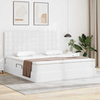 Storage Bed with LED with Storage Pure White 180 x 200 cm Faux Leather