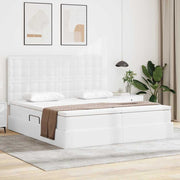 Storage Bed with LED with Storage Pure White 180 x 200 cm Faux Leather