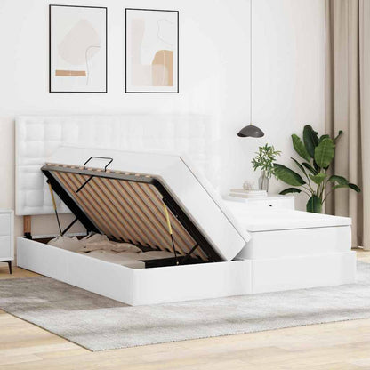 Opbergbed met LED met opslag Puur Wit 180 x 200 cm Kunstleer