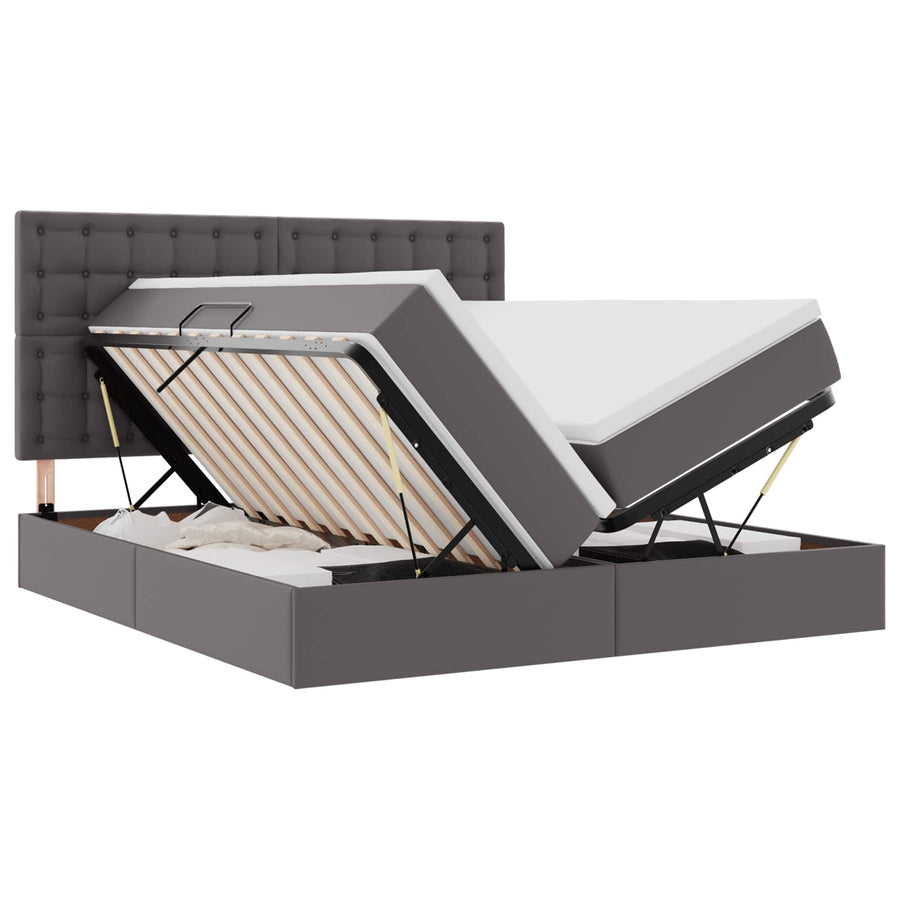Opbergbed met LED met hoofdeinde Grijs 180 x 200 cm Kunstleer