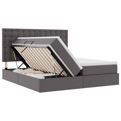 Opbergbed met LED met hoofdeinde Grijs 180 x 200 cm Kunstleer