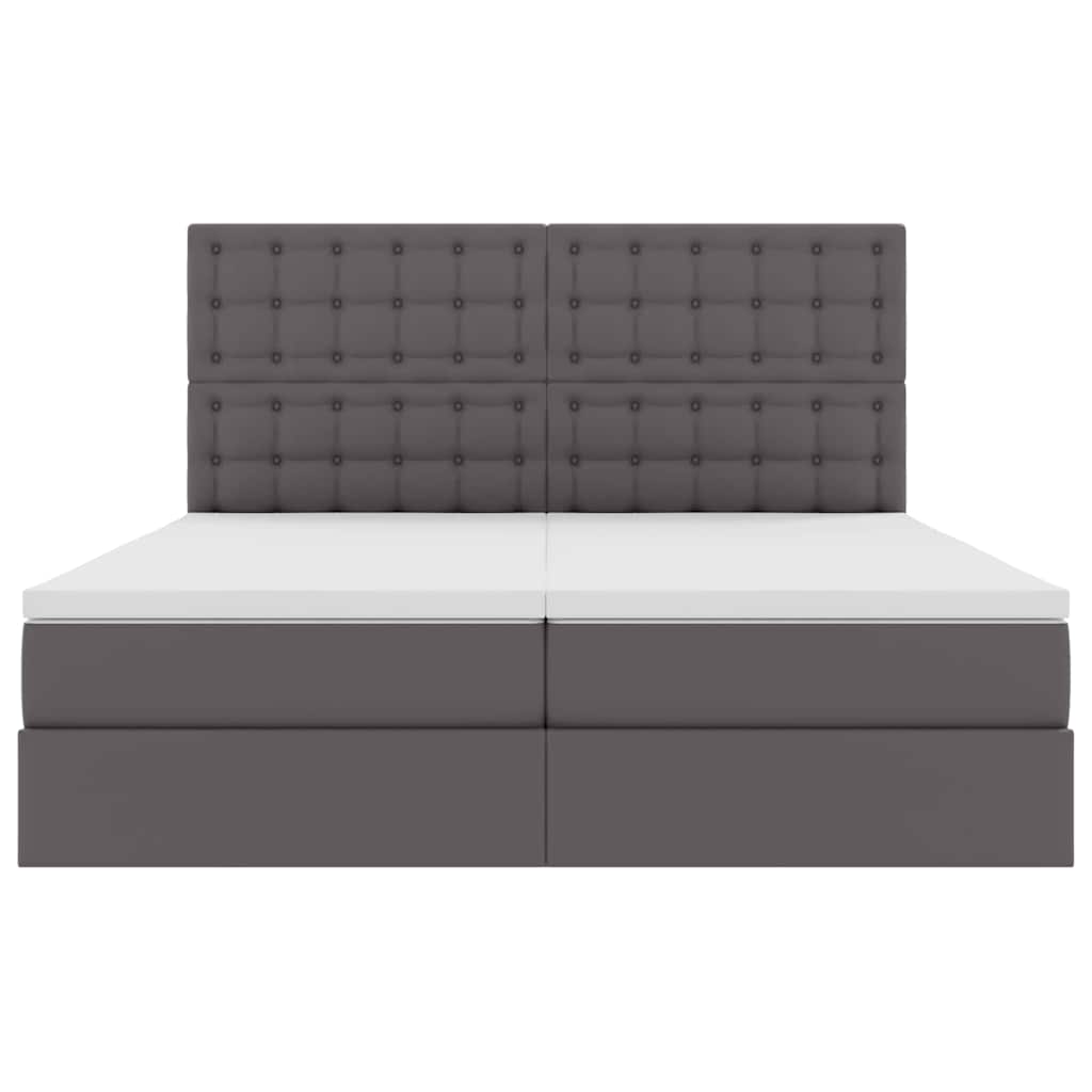 Opbergbed met LED met hoofdeinde Grijs 180 x 200 cm Kunstleer
