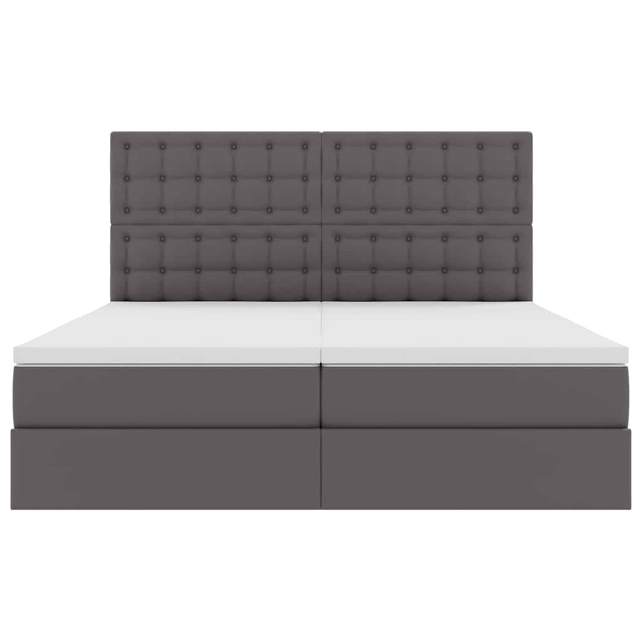 Opbergbed met LED met hoofdeinde Grijs 180 x 200 cm Kunstleer