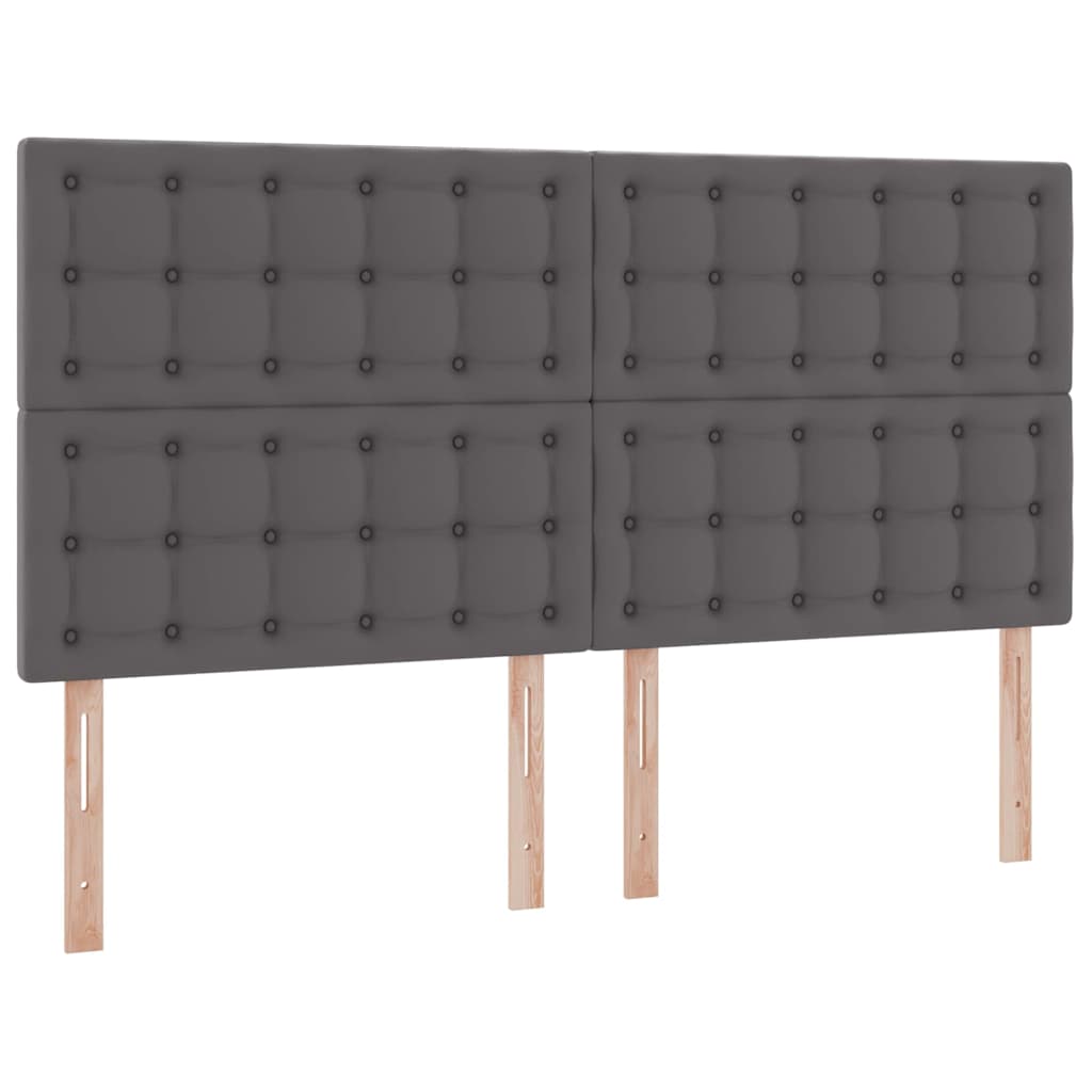 Opbergbed met LED met hoofdeinde Grijs 180 x 200 cm Kunstleer