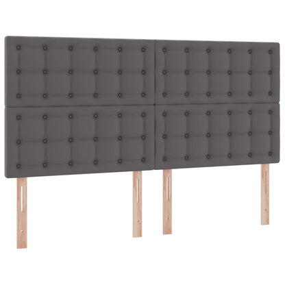 Opbergbed met LED met hoofdeinde Grijs 180 x 200 cm Kunstleer
