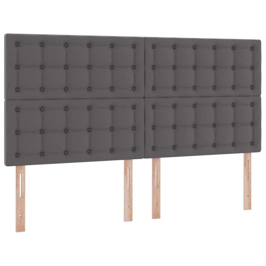 Opbergbed met LED met hoofdeinde Grijs 180 x 200 cm Kunstleer