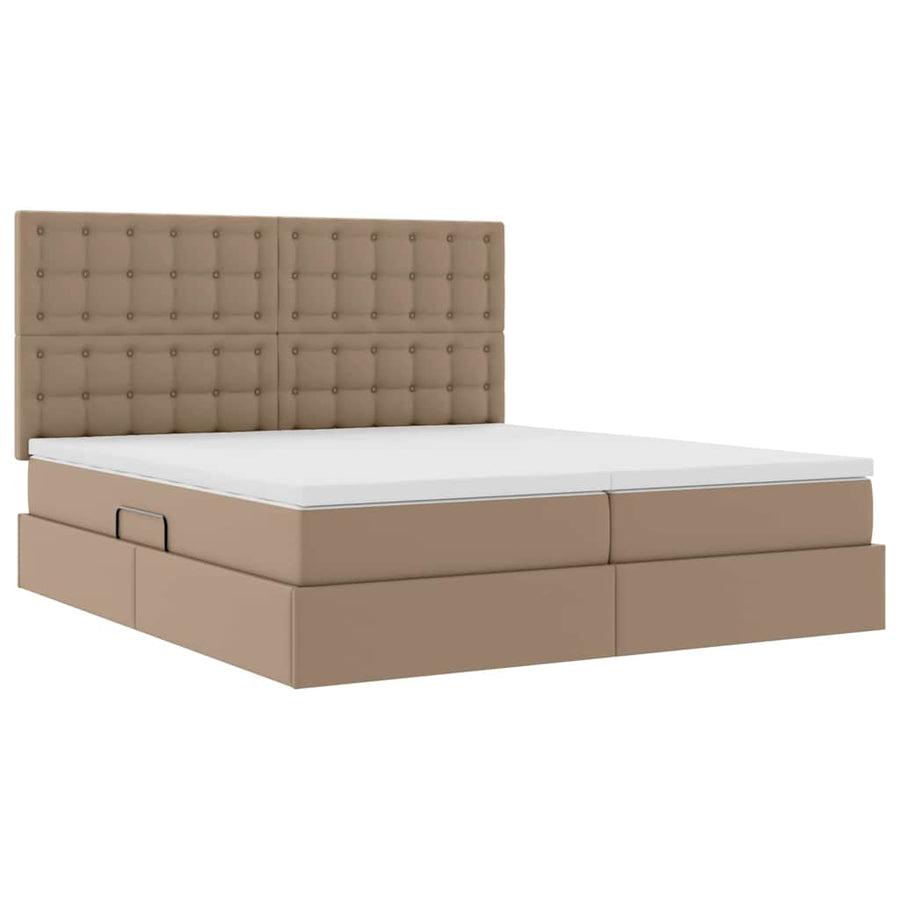 Opbergbed met LED met opslag Cappuccino 180 x 200 cm Kunstleer