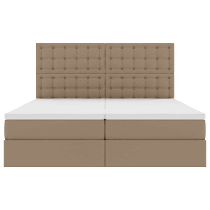 Opbergbed met LED met opslag Cappuccino 180 x 200 cm Kunstleer