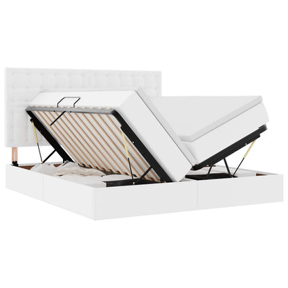 Opbergbed met LED met opslag Puur Wit 200 x 200 cm Kunstleer