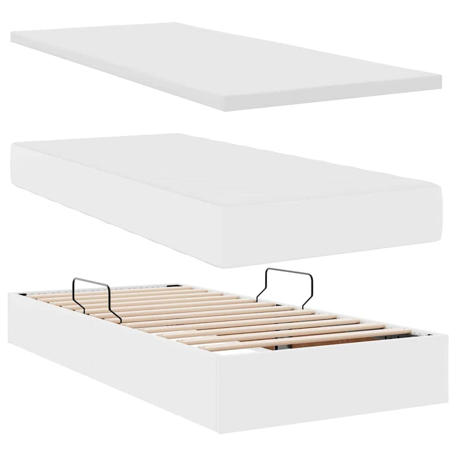Opbergbed met LED met opslag Puur Wit 200 x 200 cm Kunstleer