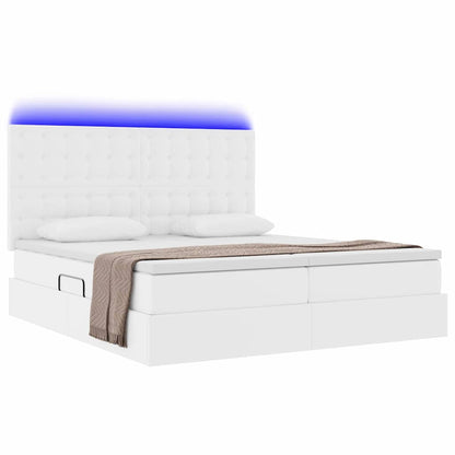 Opbergbed met LED met opslag Puur Wit 200 x 200 cm Kunstleer