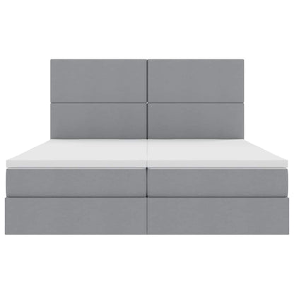 Bed met LED-stripverlichting Lichtgrijs 180 x 200 cm Stof