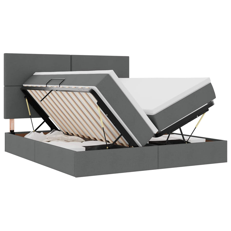 Bed met LED-stripverlichting Donkergrijs 180 x 200 cm Stof