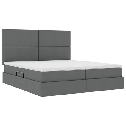 Bed met LED-stripverlichting Donkergrijs 180 x 200 cm Stof