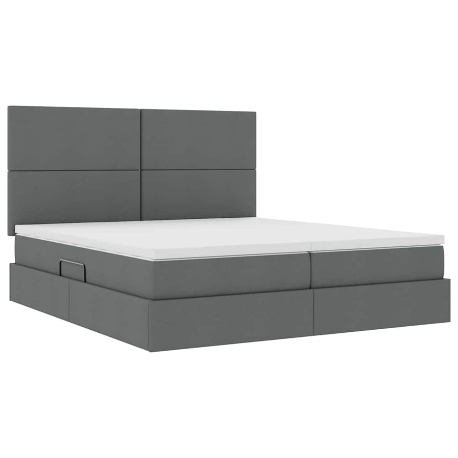 Bed met LED-stripverlichting Donkergrijs 180 x 200 cm Stof
