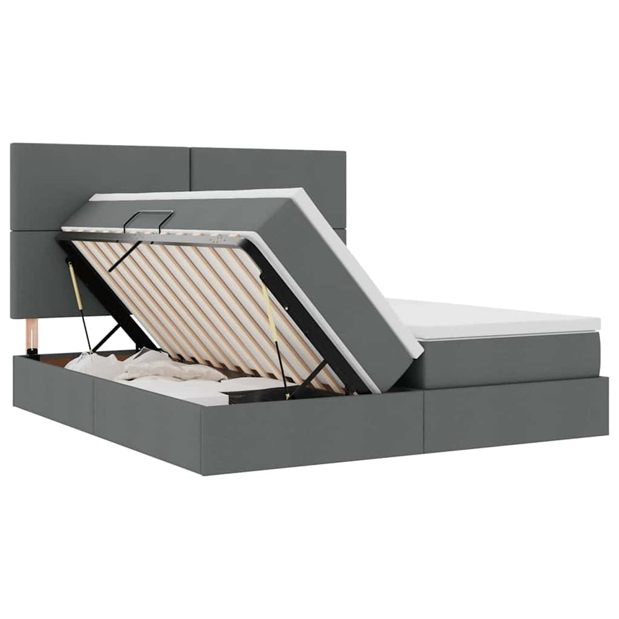 Bed met LED-stripverlichting Donkergrijs 180 x 200 cm Stof