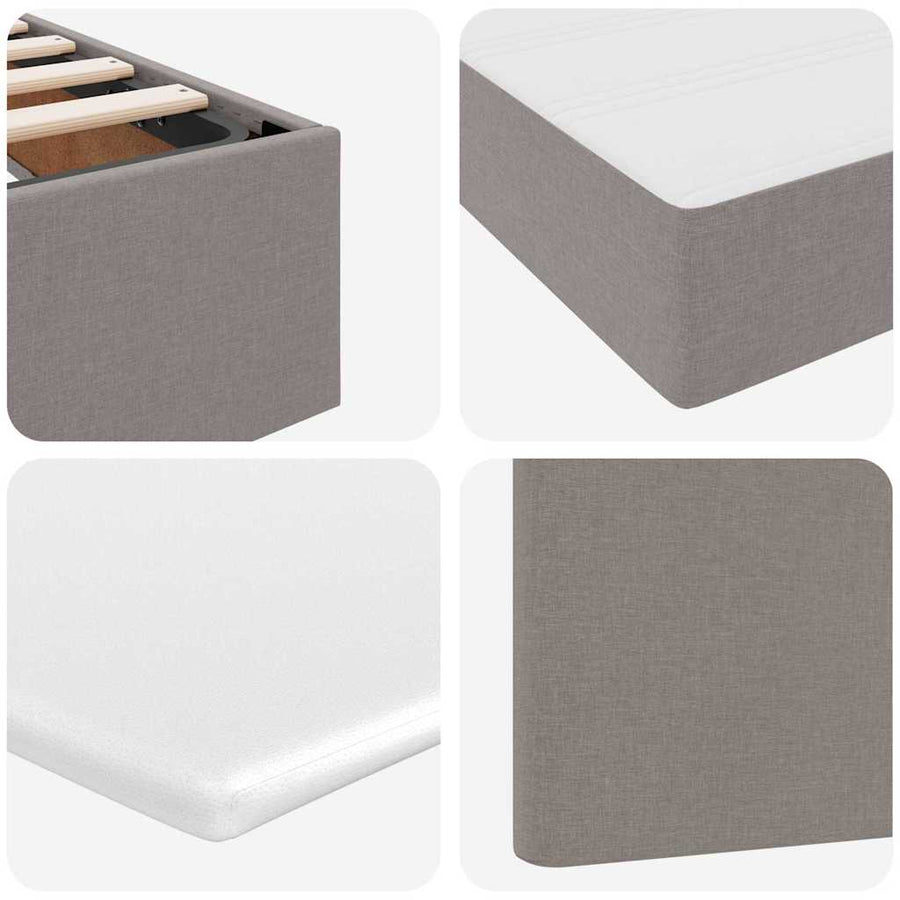 Bed met LED-stripverlichting met opslag Taupe 180 x 200 cm Stof