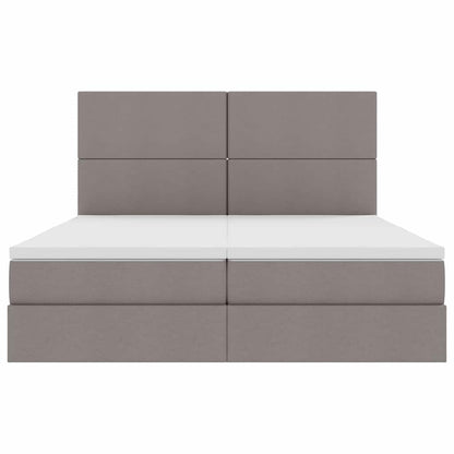 Bed met LED-stripverlichting met opslag Taupe 180 x 200 cm Stof