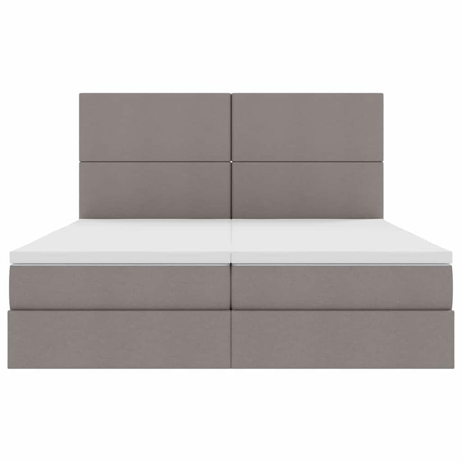 Bed met LED-stripverlichting met opslag Taupe 180 x 200 cm Stof