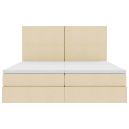 Bed met LED-stripverlichting met opslag Crème 180 x 200 cm Stof