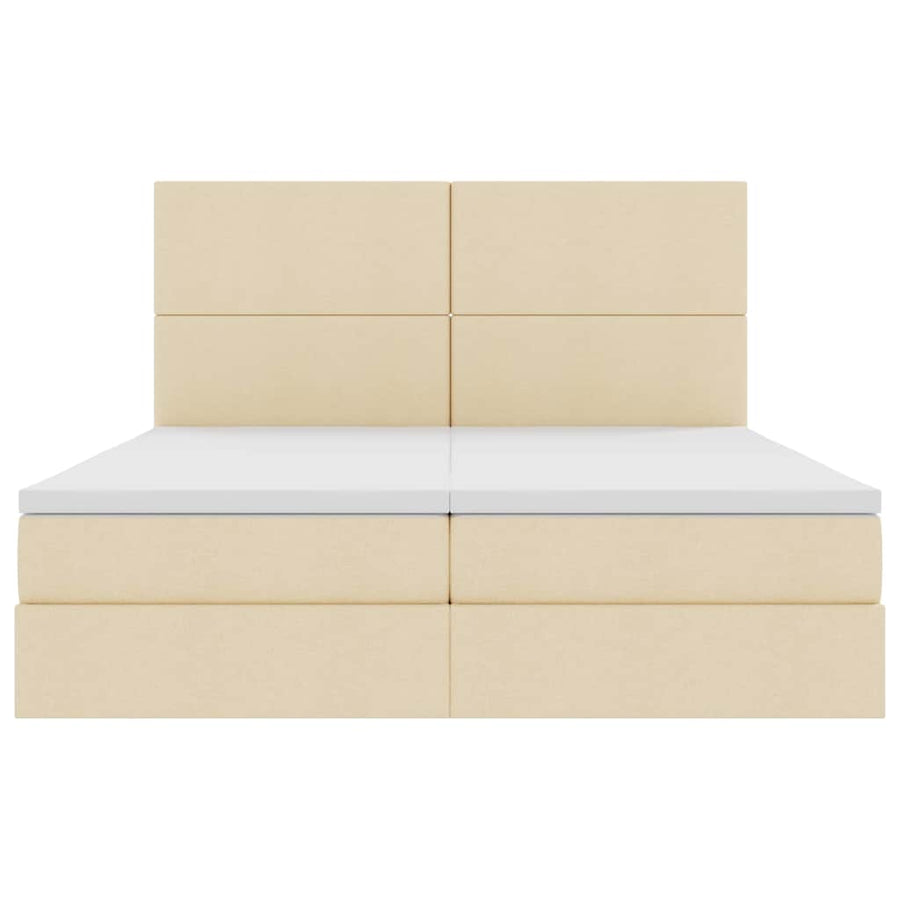 Bed met LED-stripverlichting met opslag Crème 180 x 200 cm Stof