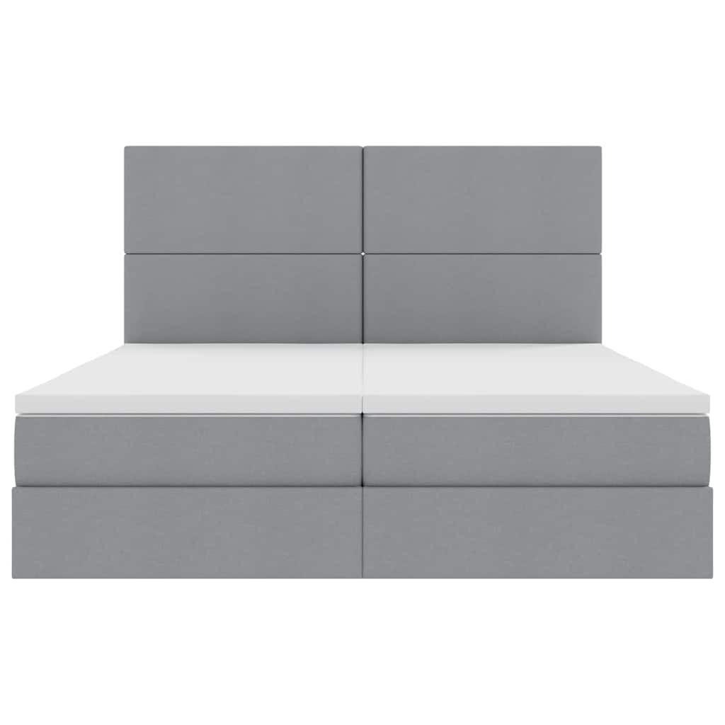 Bed met LED-stripverlichting Lichtgrijs 200 x 200 cm Stof