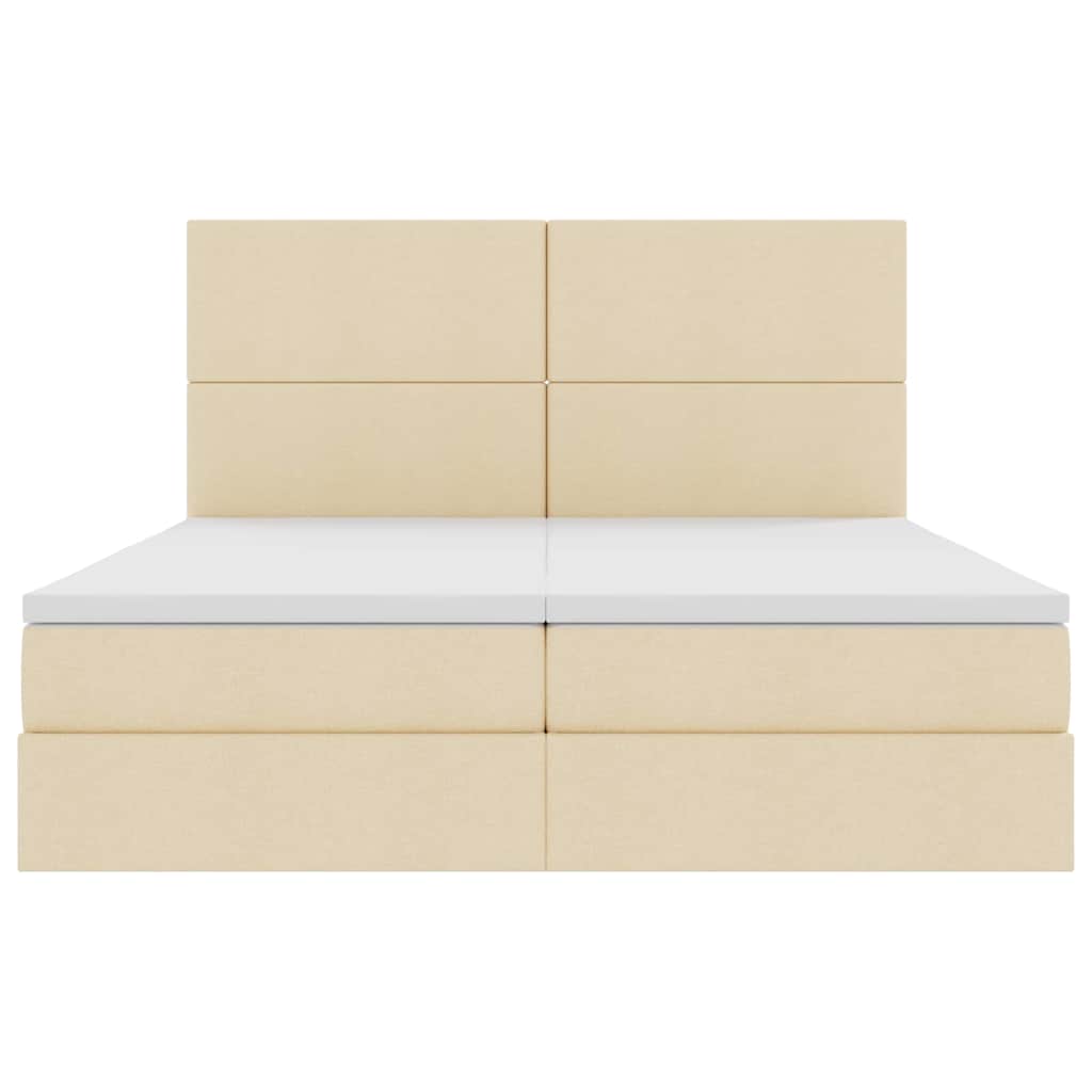 Bed met LED-stripverlichting met opslag Crème 200 x 200 cm Stof